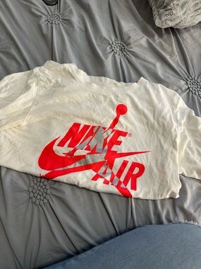 Jordan Kids White T-Shirt with Red Nike Air Logo